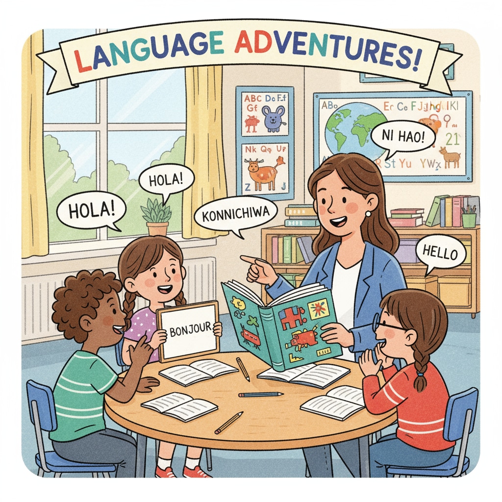 Kids learning a new language to expand knowledge and cultural horizons