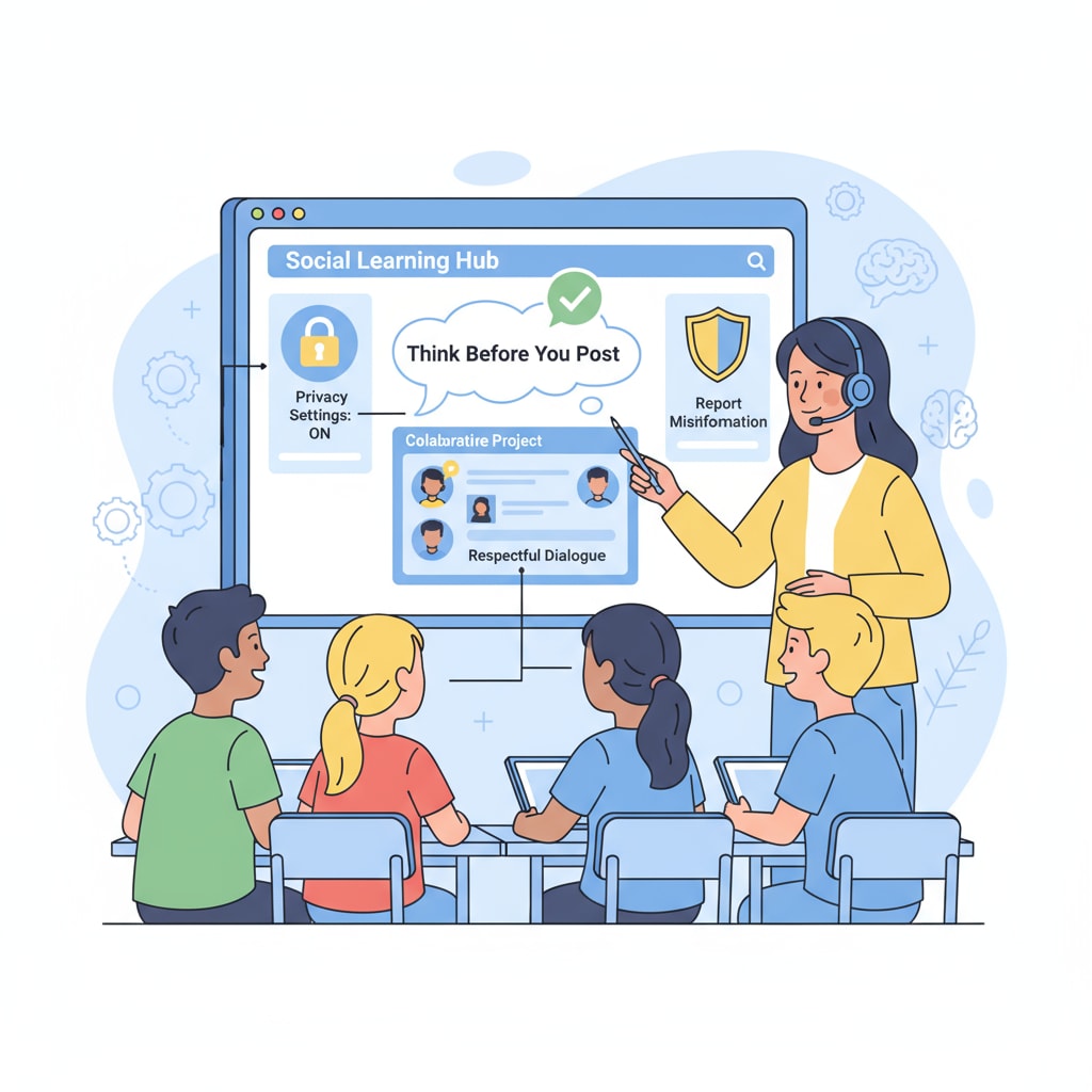 Educator guiding students on responsible use of uncensored social learning platforms