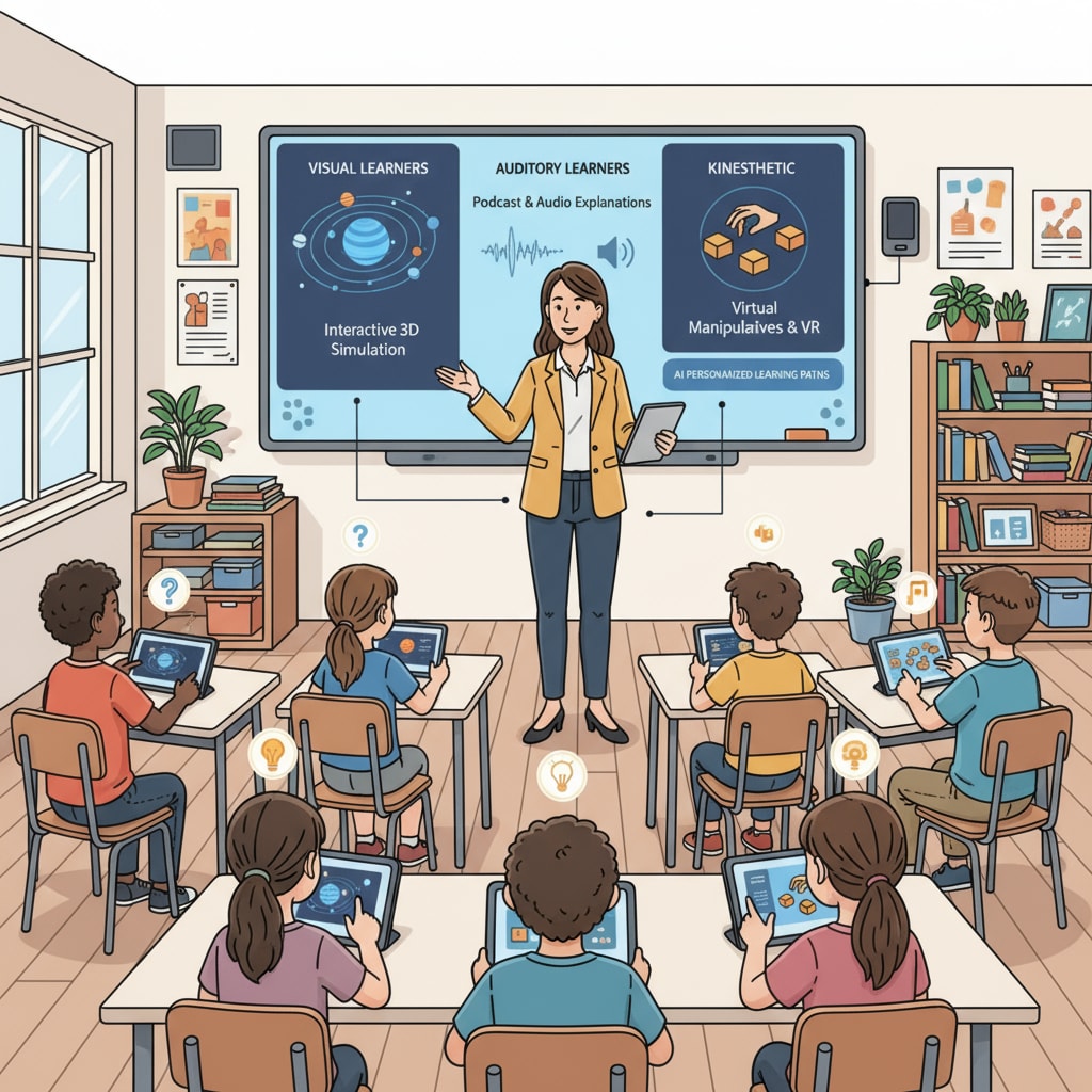 A teacher utilizing an AI interactive whiteboard for classroom instruction in the context of AI learning tools and personalized learning.