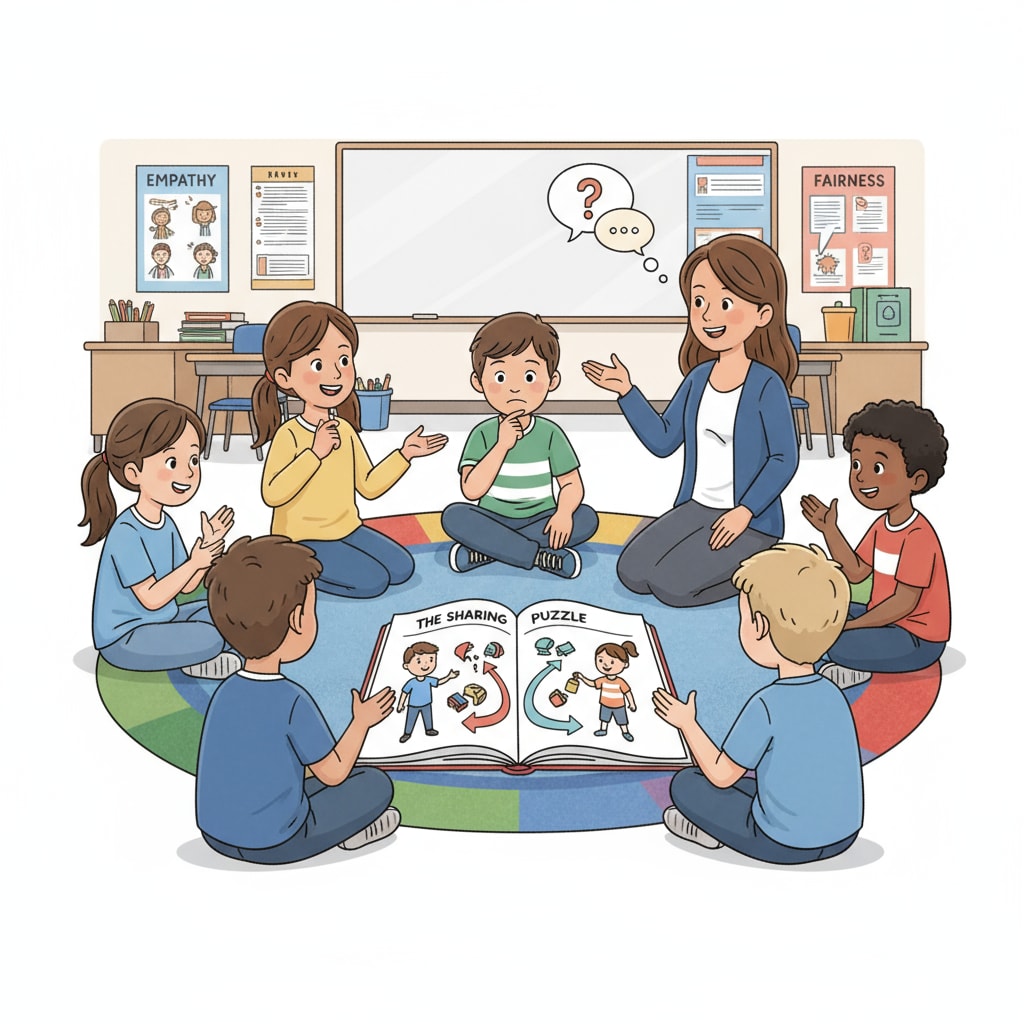 Students engaged in moral discussion in a K12 classroom setting related to ethical and moral education as a compulsory course.