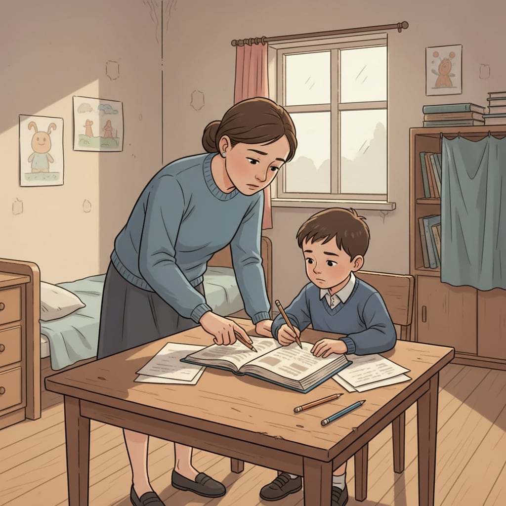 A low-income family mother engaged in parental involvement in family education