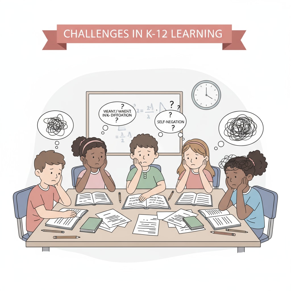 K12 students showing signs of learning difficulties, self-negation, and mental exhaustion