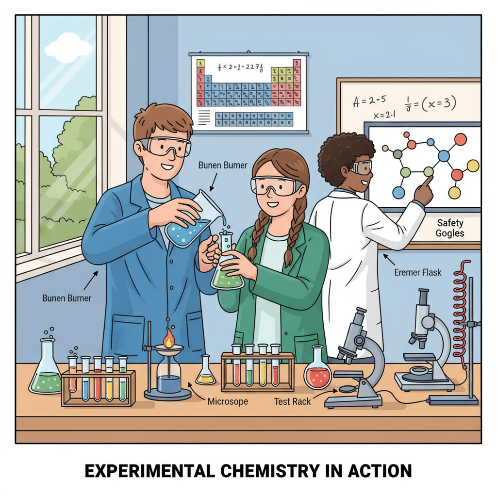 High school students conducting a science experiment for STEM college application preparation