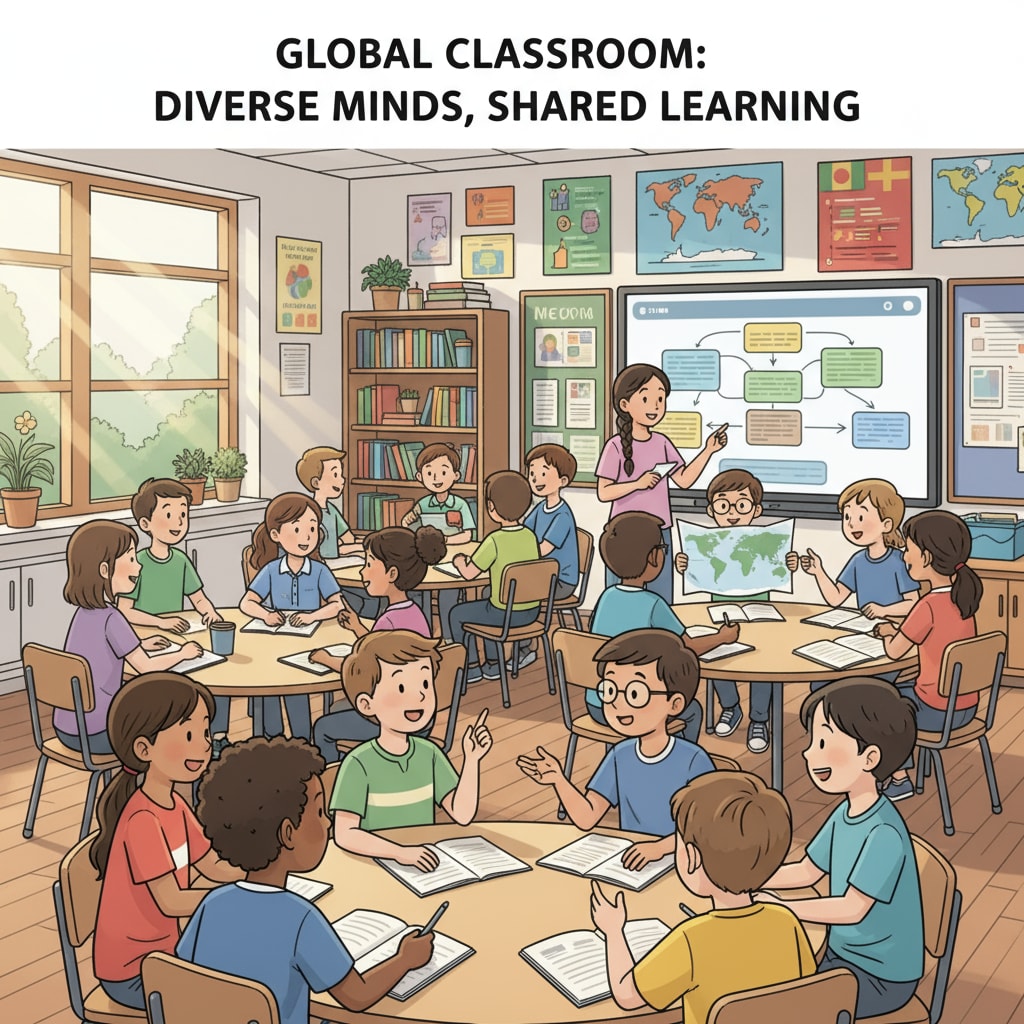 A diverse classroom in a public school related to home schooling, bias, and public schools