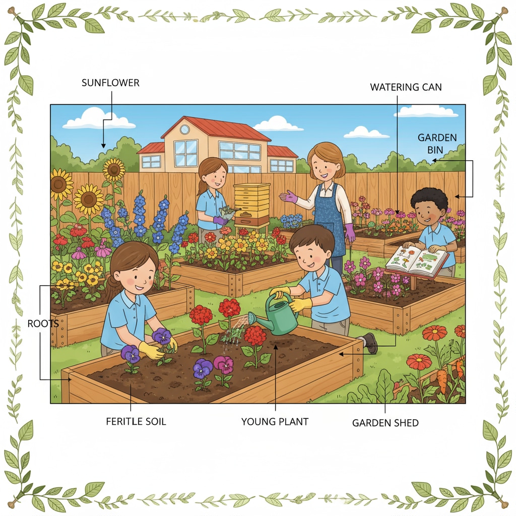Students engaged in hands-on learning in a school garden for educational benefits.