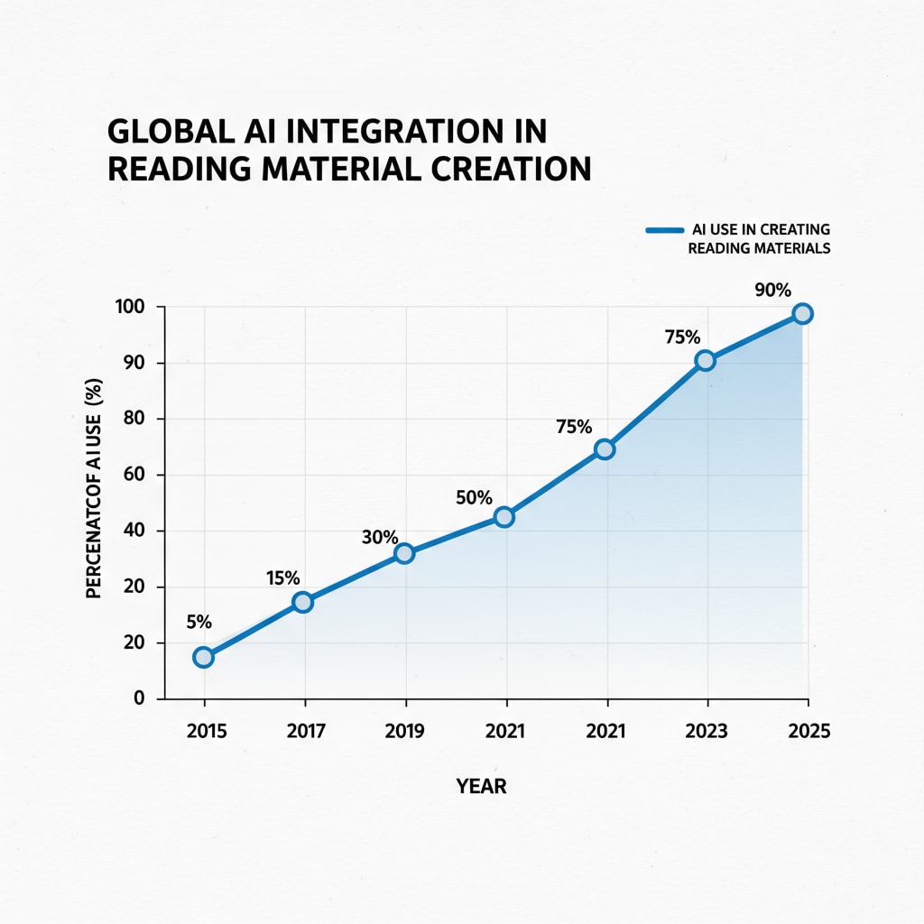Growth of AI use in creating reading materials over the years in the context of educational applications