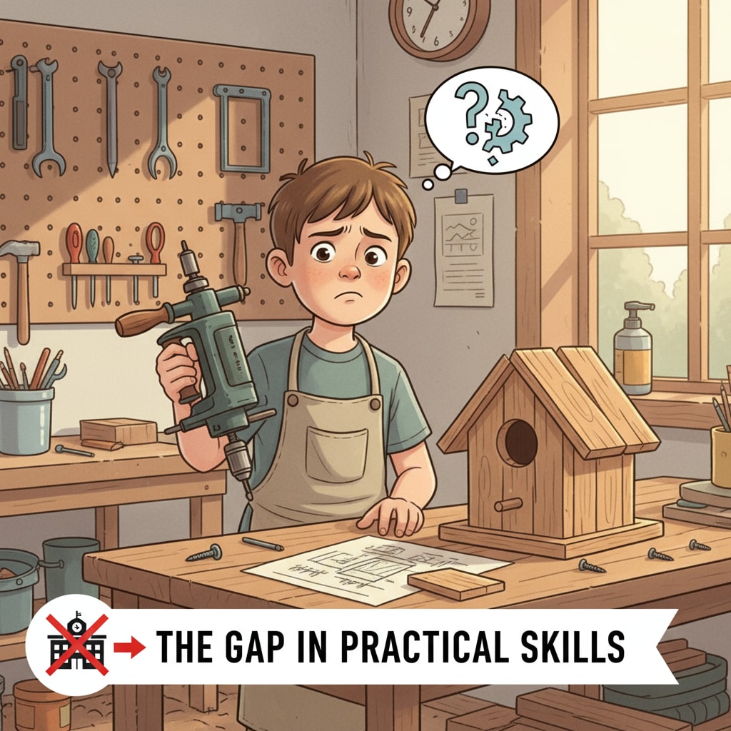 A student's struggle with practical skills outside of school.
