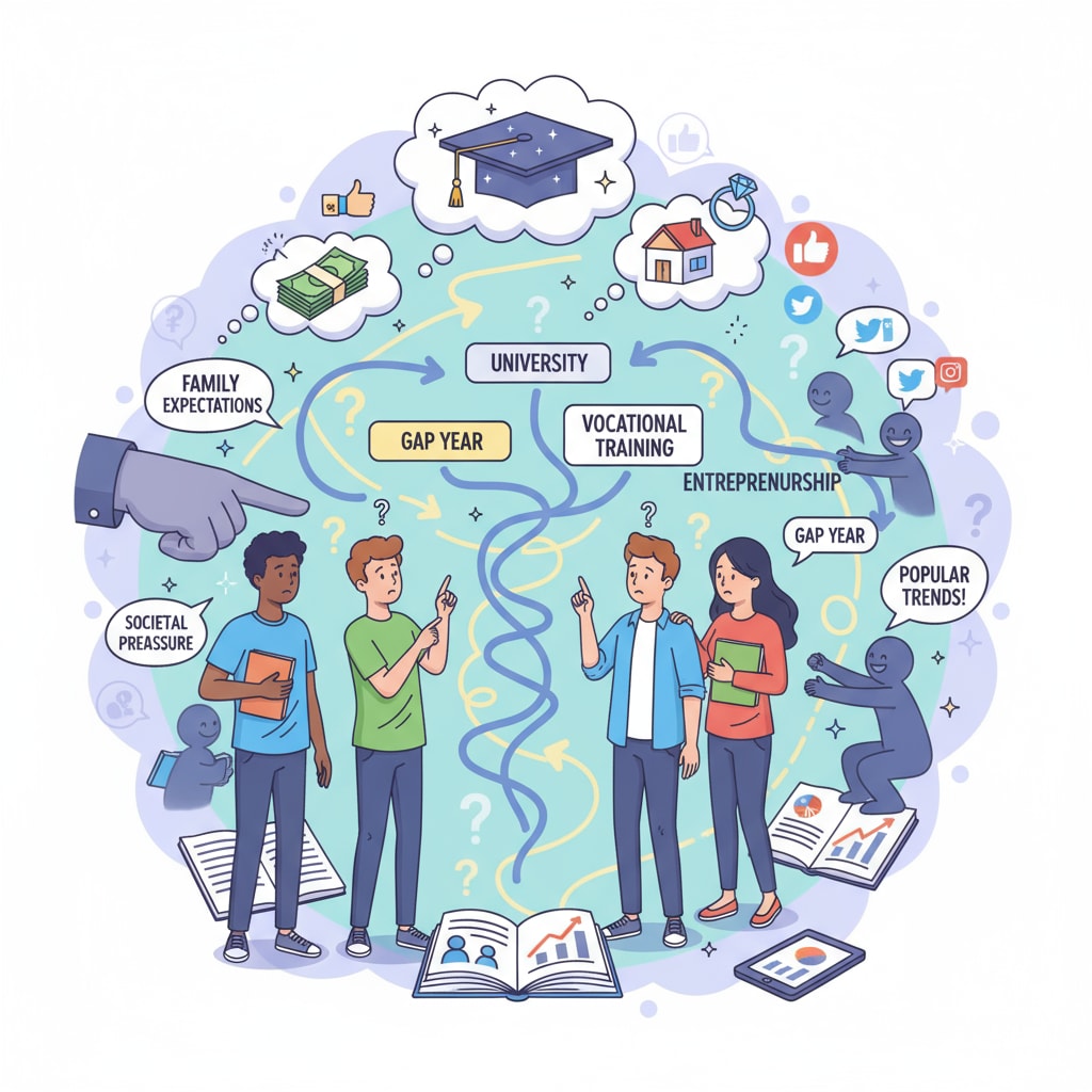 Students facing difficulties in making educational choices due to social pressures and herd mentality