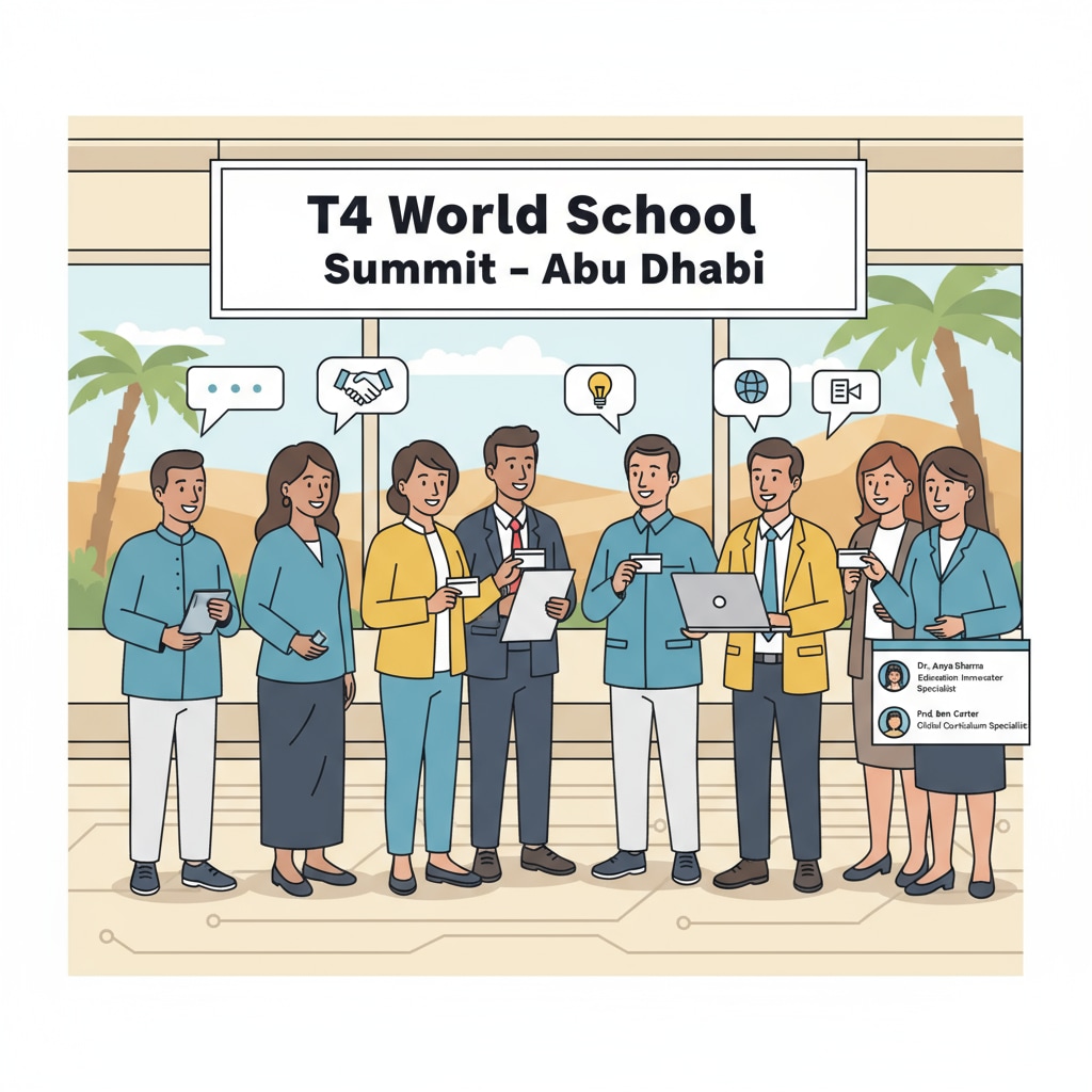 People networking at the T4 World School Summit in Abu Dhabi related to education nonprofits and donor relations