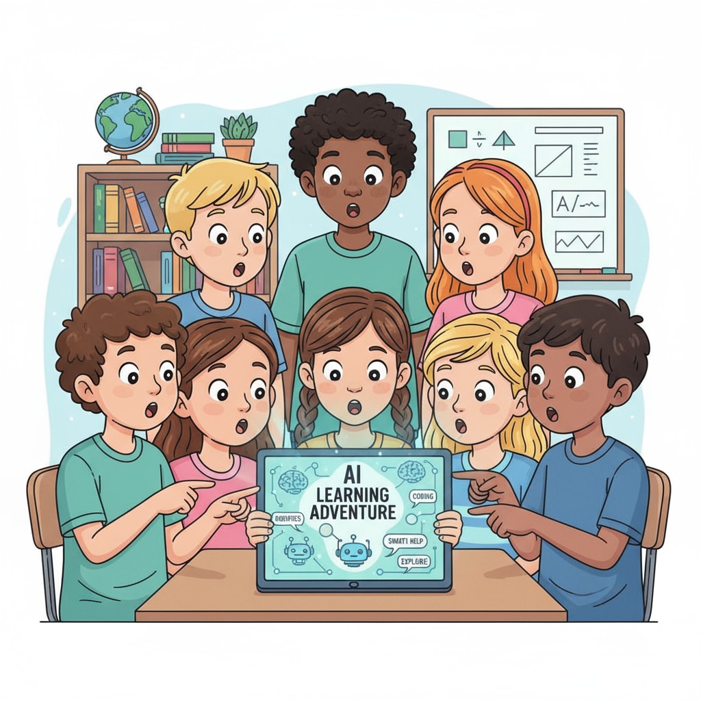 Children aged 7 - 9 learning with AI assistance in the context of AI education, critical thinking, and child rearing