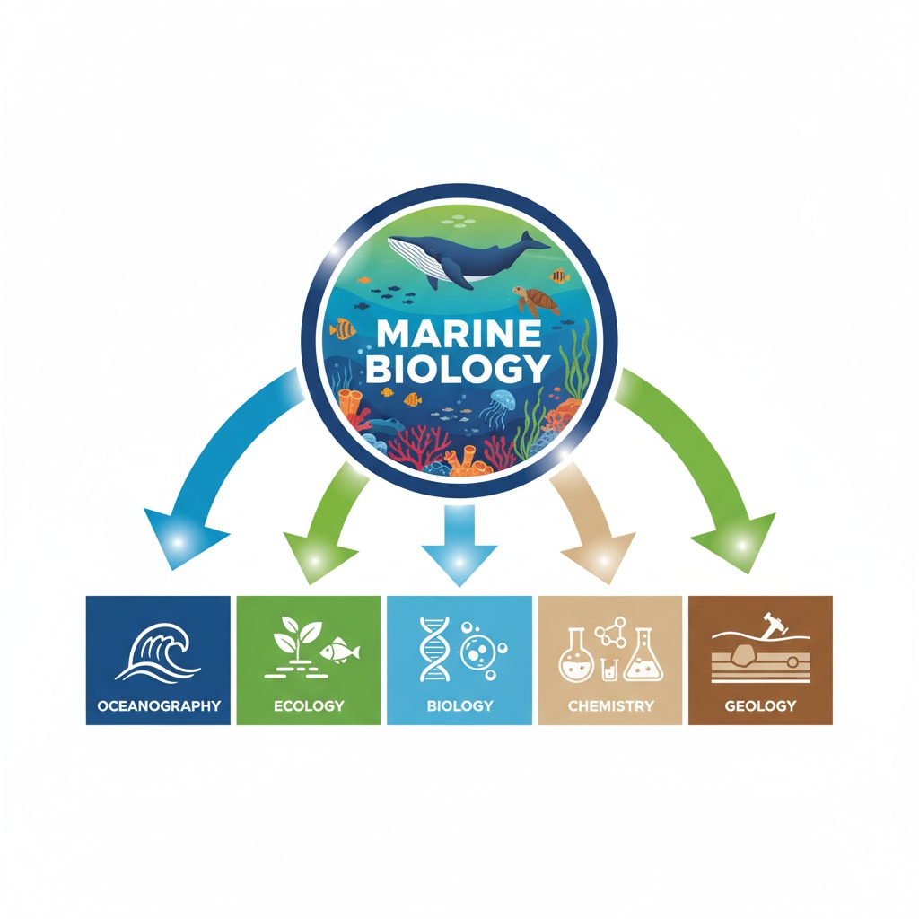 Graph showing how various scientific disciplines contribute to marine biology