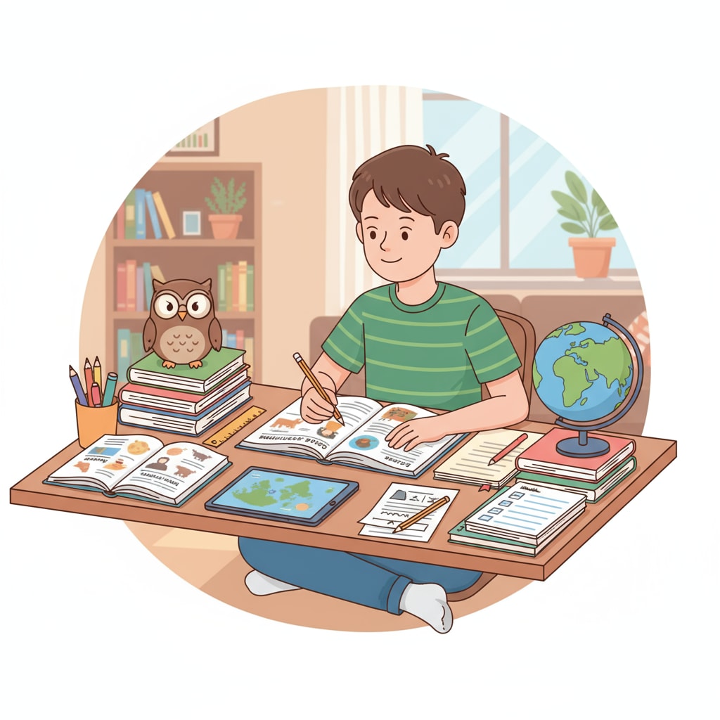 Child in homeschooling environment