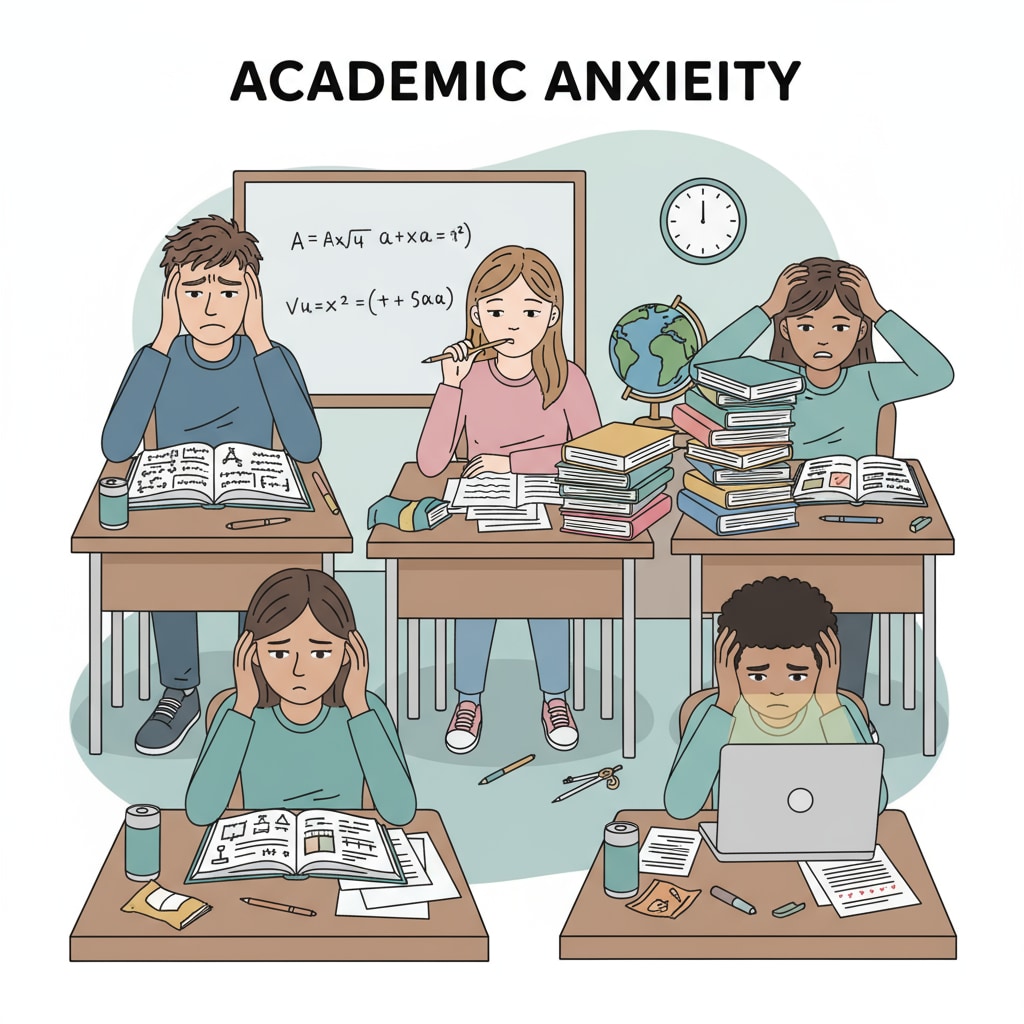 Teenagers experiencing learning difficulties, anxiety, and self-doubt while studying