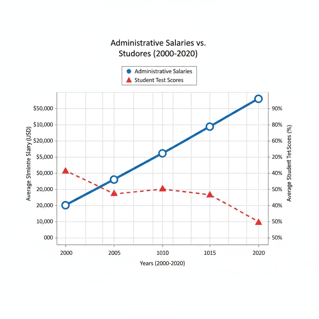 Graph depicting the relationship between education administrative salaries and student performance
