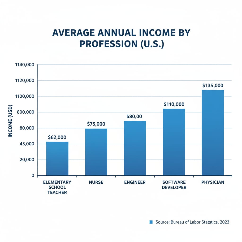 Income comparison between teachers and other professionals highlighting the pay gap.