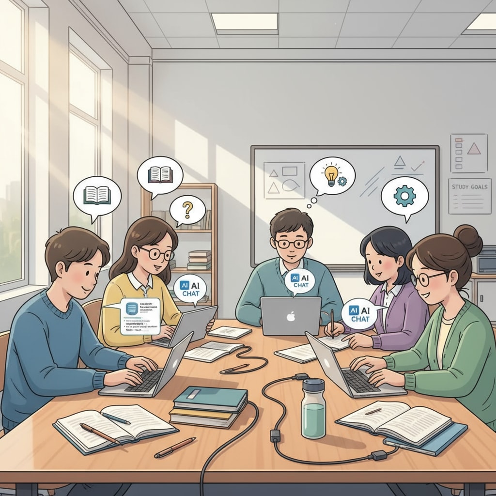 Students using ChatGPT for possible cheating during study in a classroom