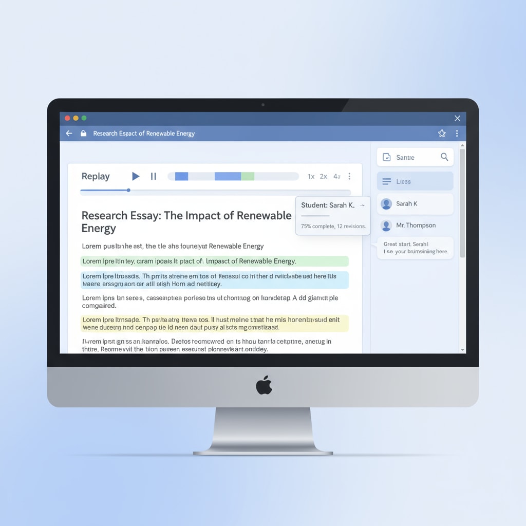 Google Docs replay feature for tracking student writing progress related to academic integrity and teaching evaluation