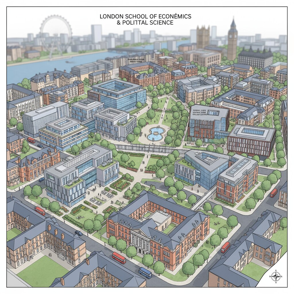 Aerial view of the London School of Economics and Political Science campus