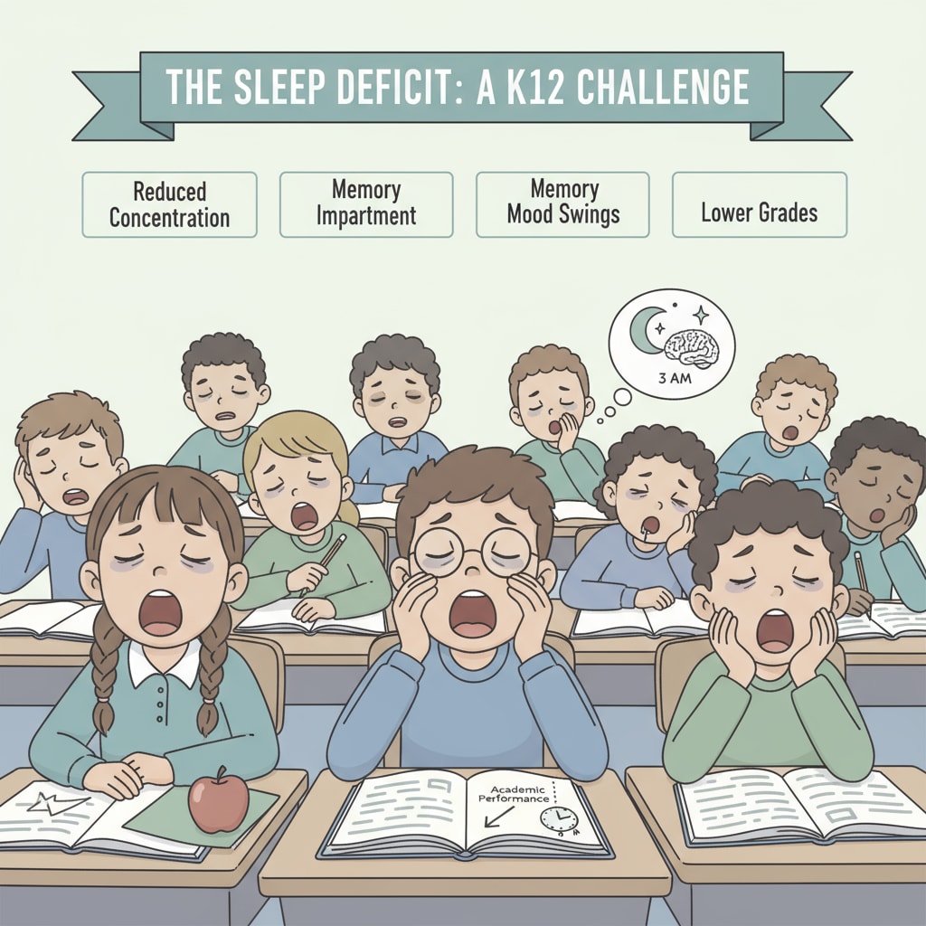 K12 students showing signs of sleep deprivation related to school stress and mental health
