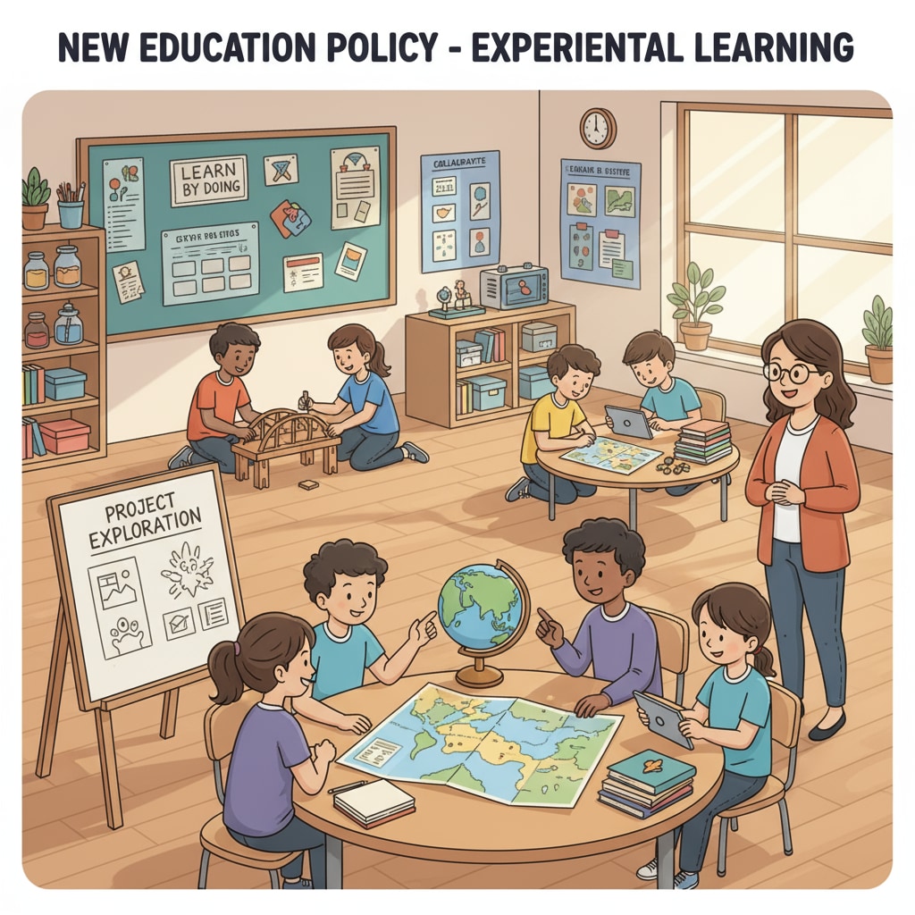 Classroom scene depicting NEP's impact on K12 education implementation in India