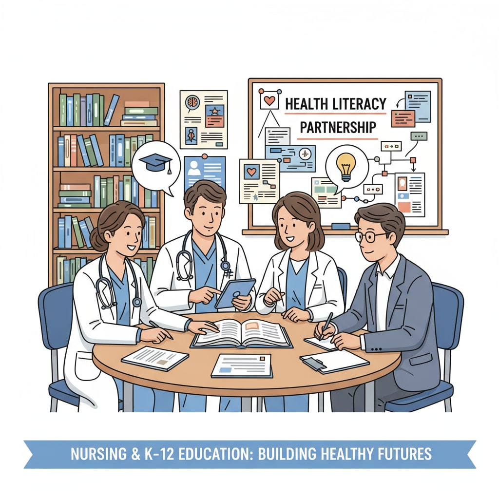 Transferable skills from nursing to K12 education shown through a collaborative scene.