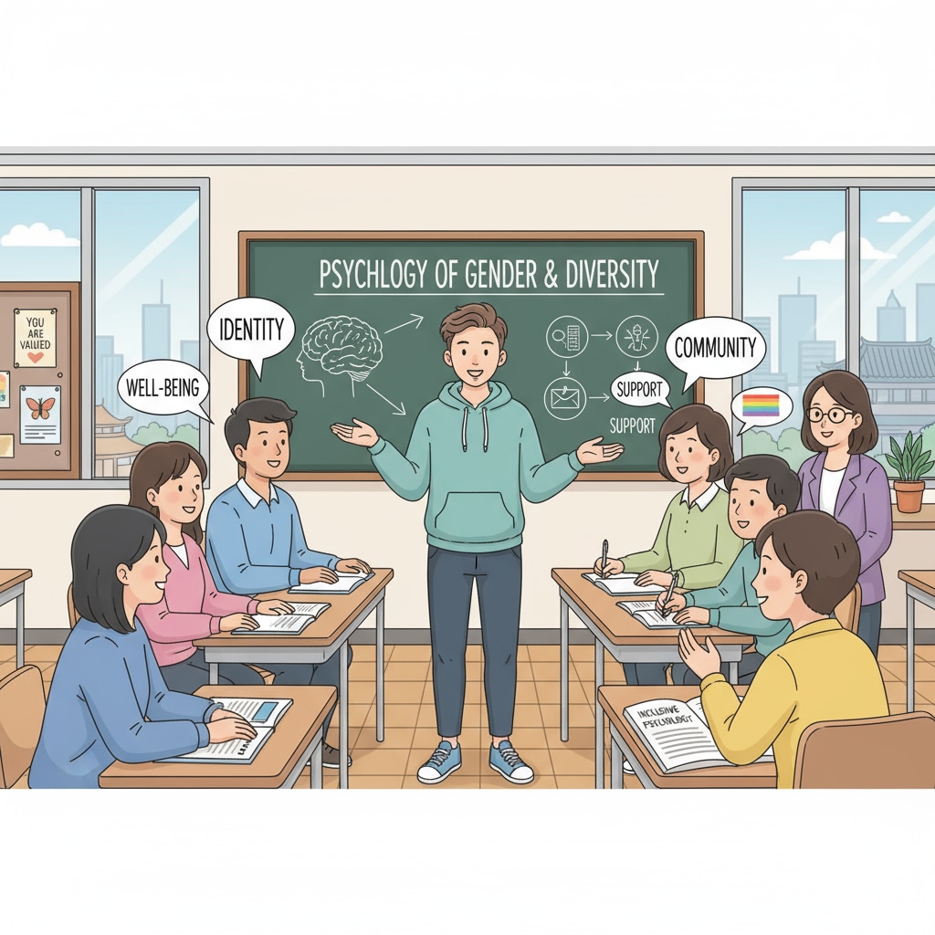 Asian study, psychology major, transgender students in a classroom learning environment