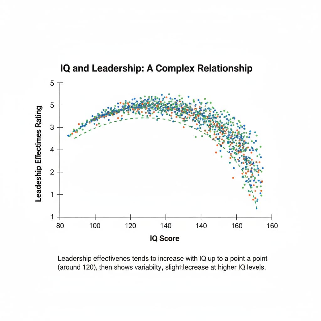 Graph depicting the relationship between IQ and leadership effectiveness relevant to General Motors, IQ research, and leadership