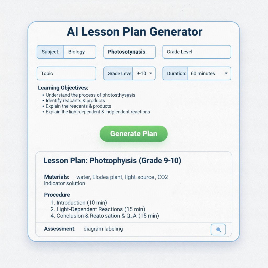 Screenshot of an AI tool generating a lesson plan