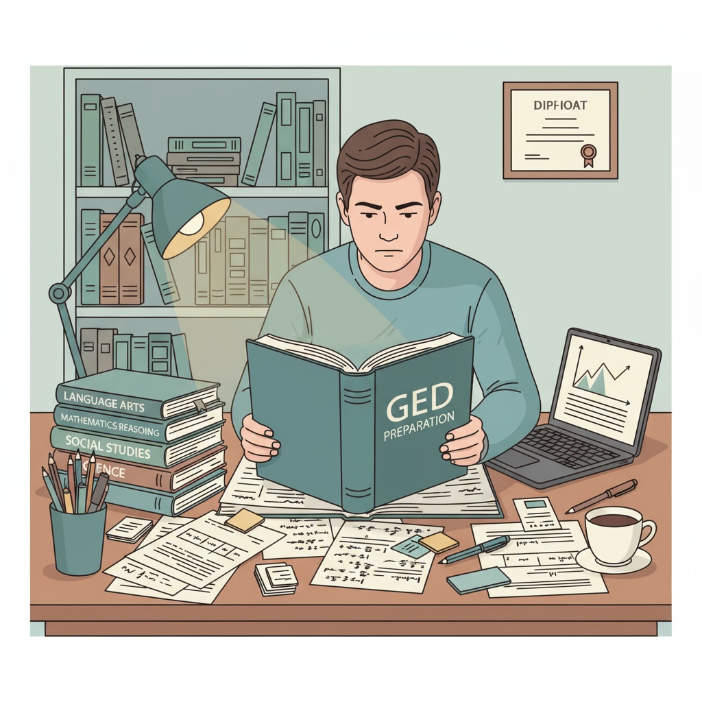 A student studying for the GED test