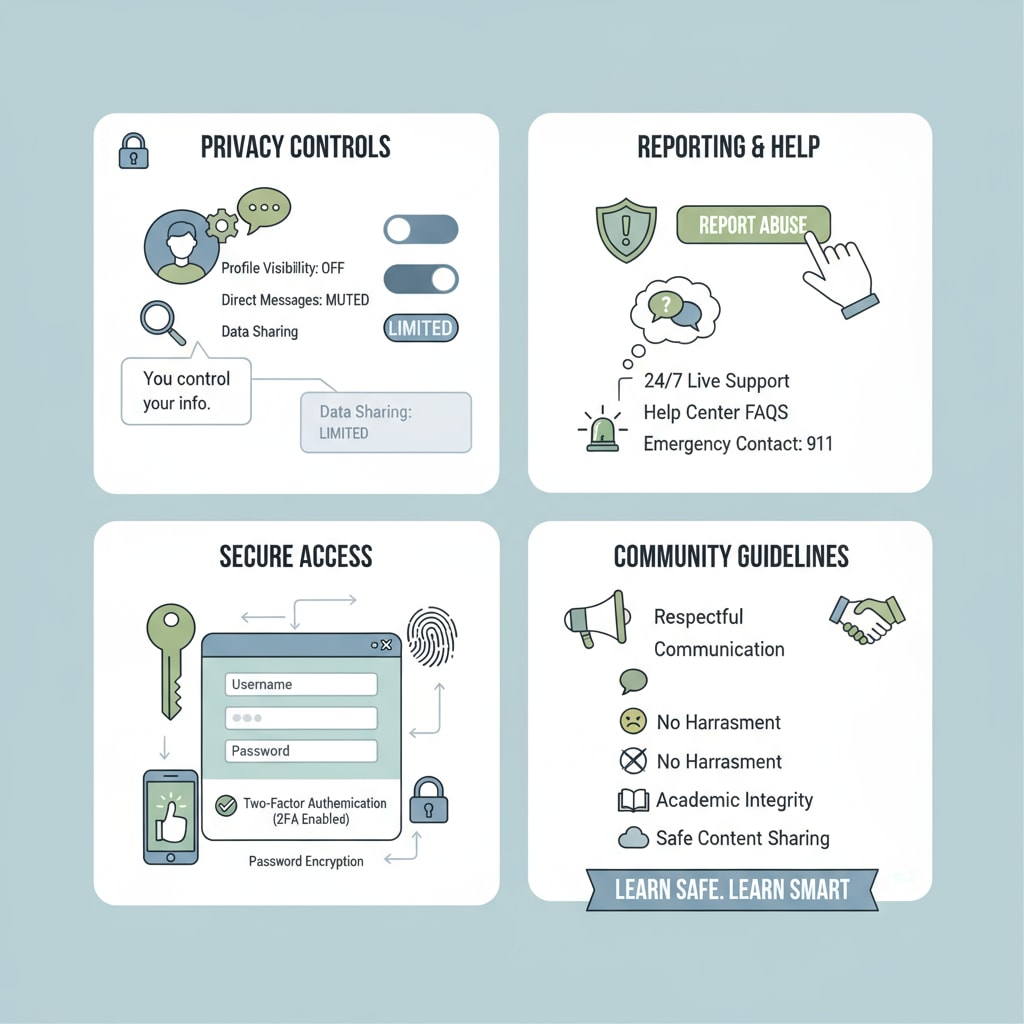 Safety features on an uncensored K12 social learning platform.