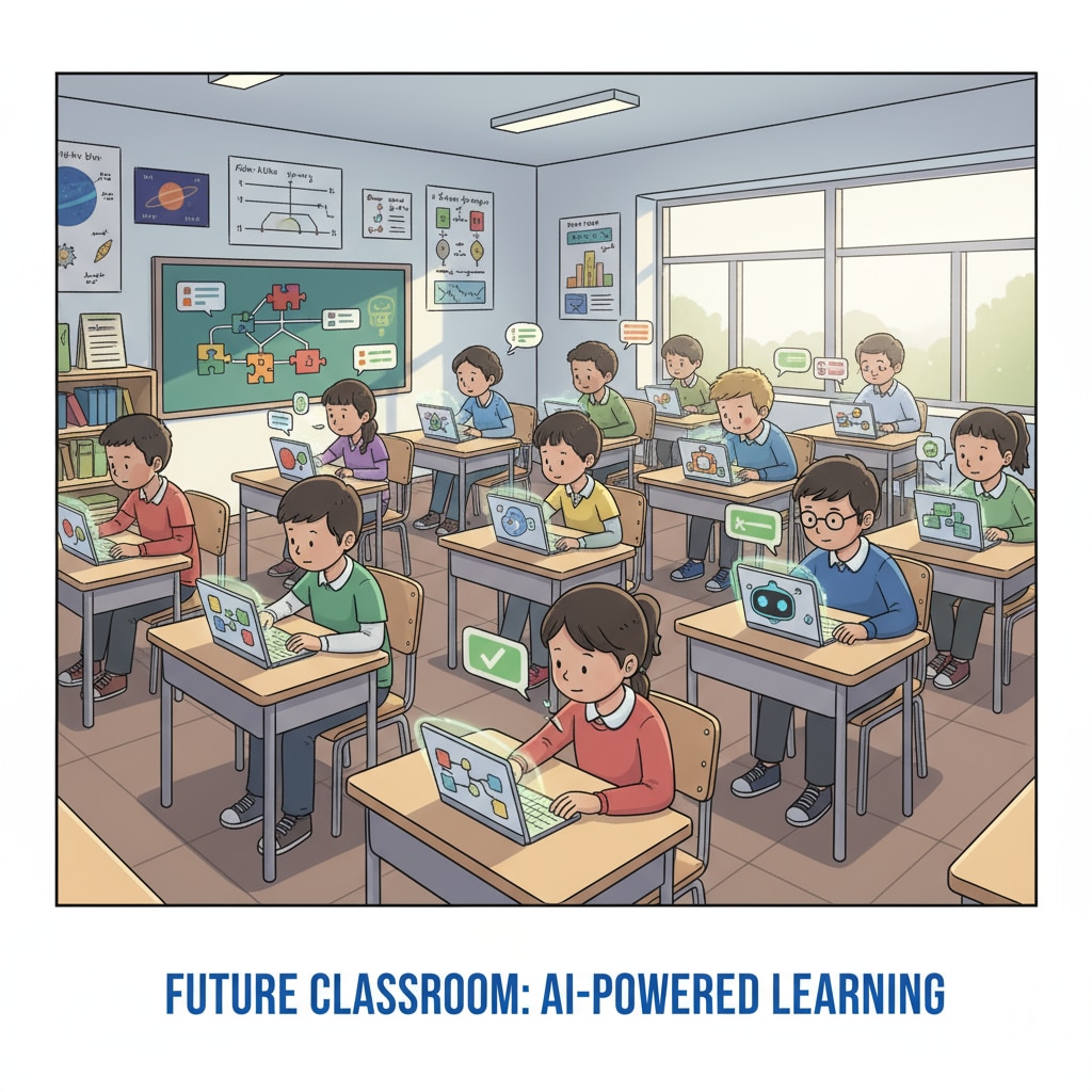 Students using AI learning tools in a classroom setting