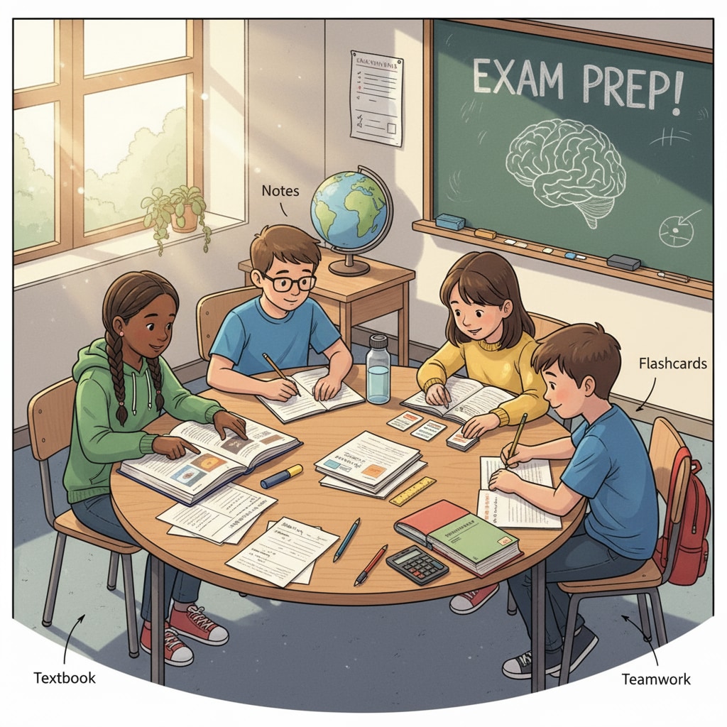 K12 students studying together for exams to avoid failure due to inadequate preparation