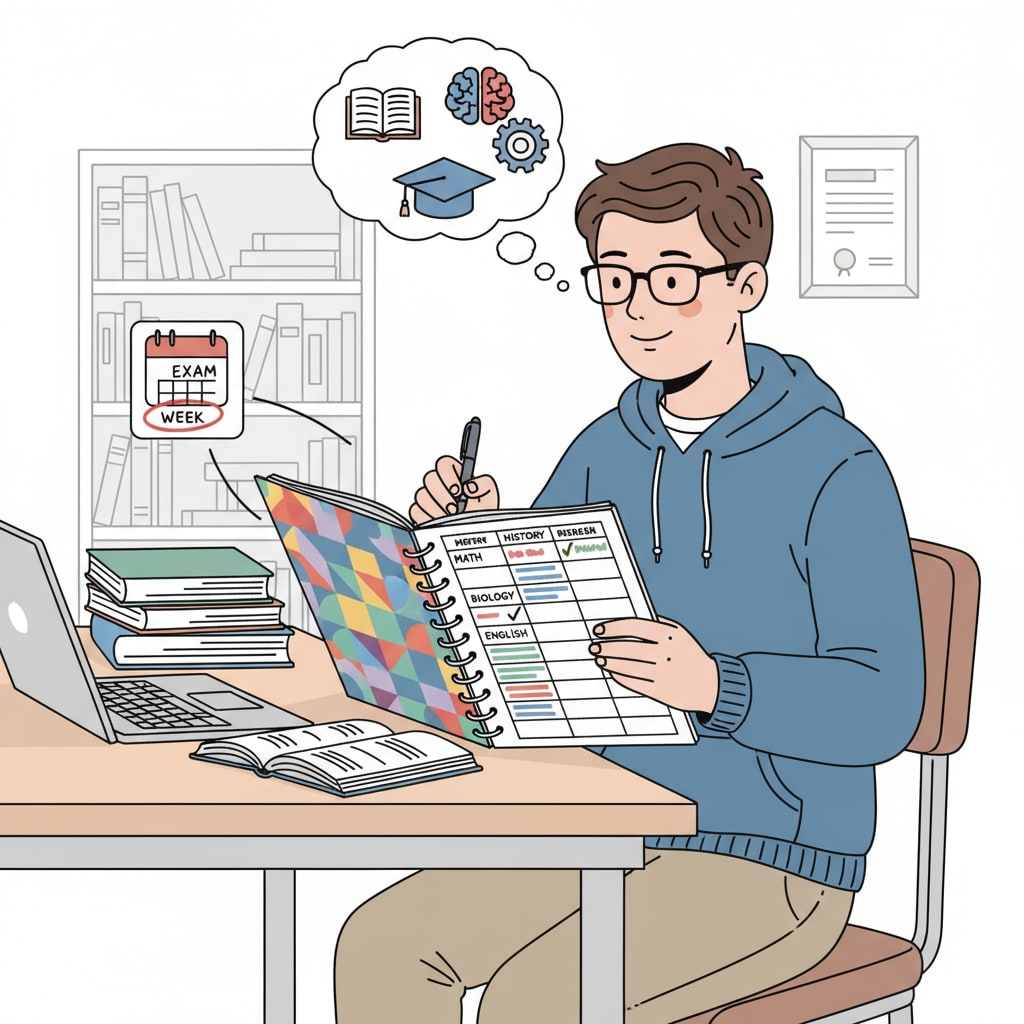 A student managing study time for exams to prevent failure caused by inadequate preparation