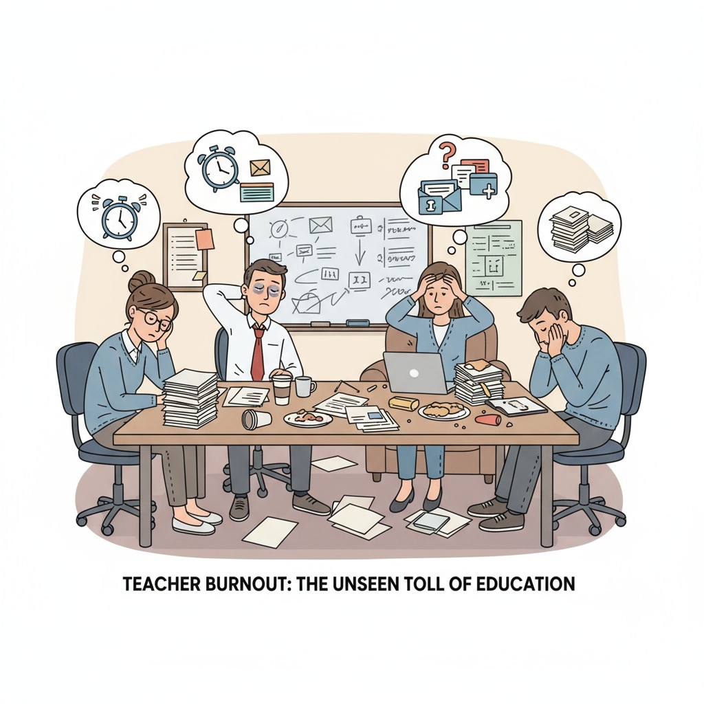 K12 teachers showing signs of job burnout in the staff room