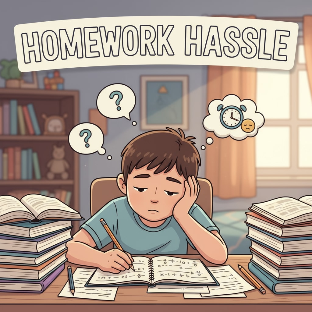 A bored student doing homework at home reflecting lack of learning motivation