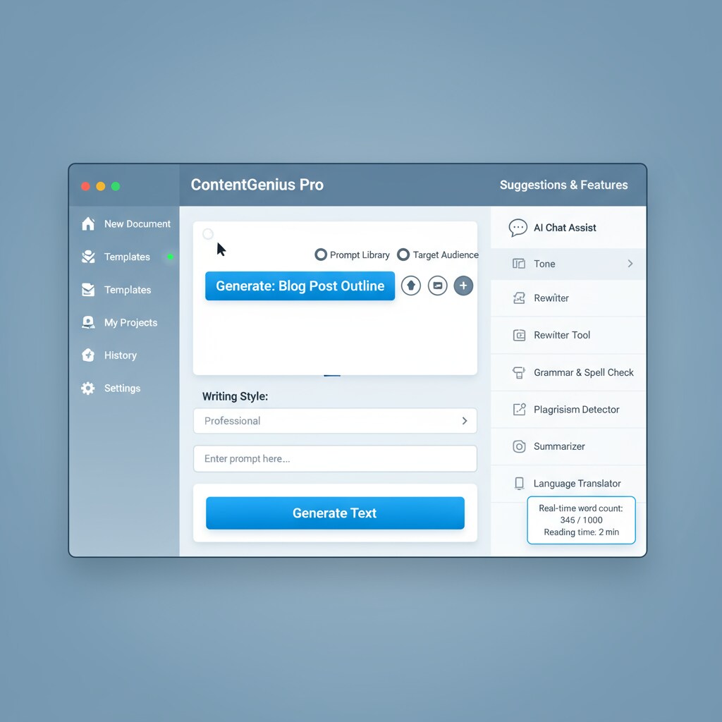 Interface of an AI writing tool related to writing skills and teaching transformation