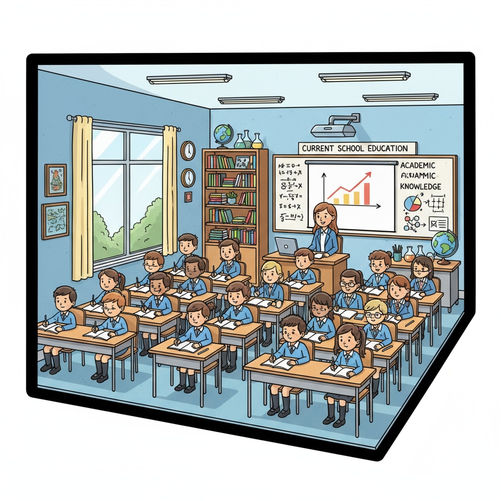Classroom scene depicting school education focused on academic knowledge