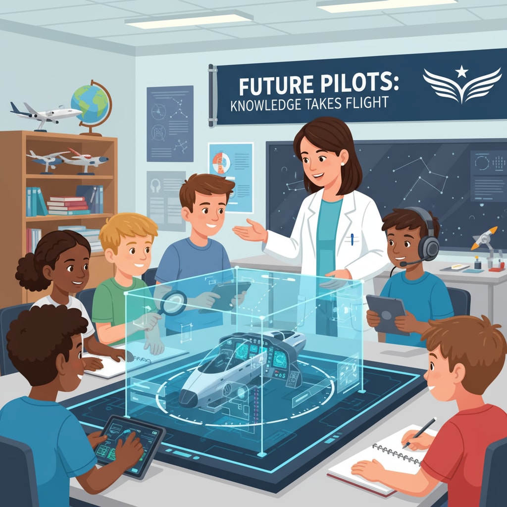Students in a science class related to pilot skills learning