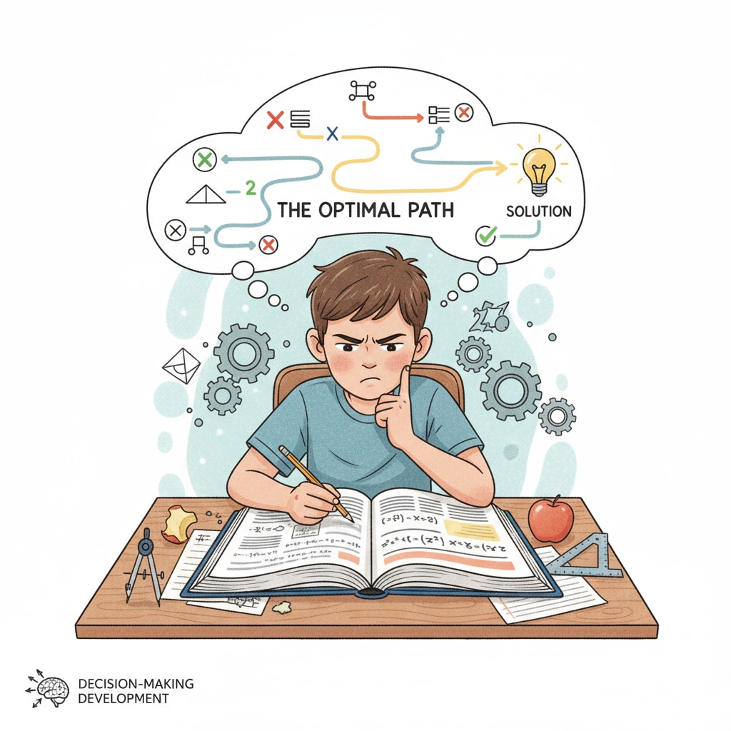 Student solving math problem for decision-making skills