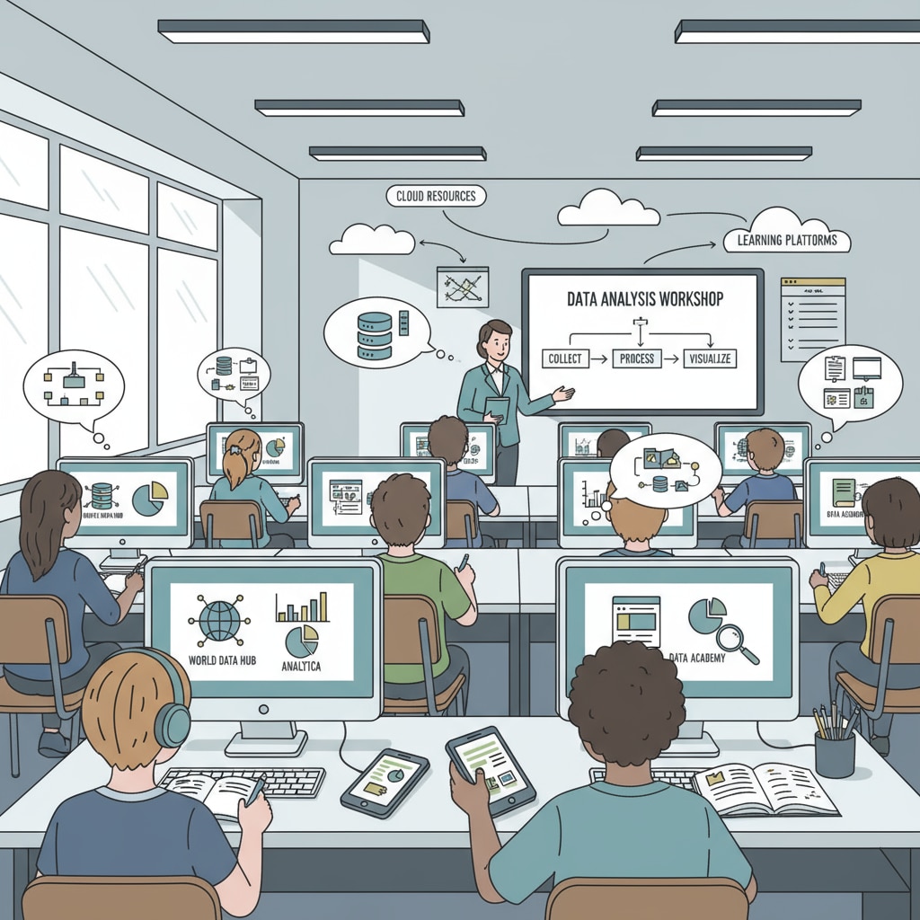 K12 students accessing free data analysis learning resources online