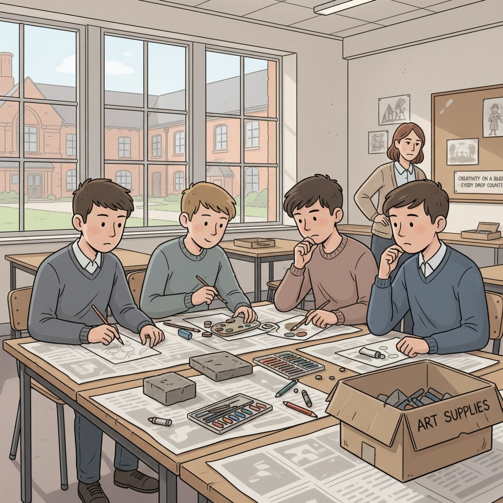 An art class in a UK school showing the marginalization of arts in the education system