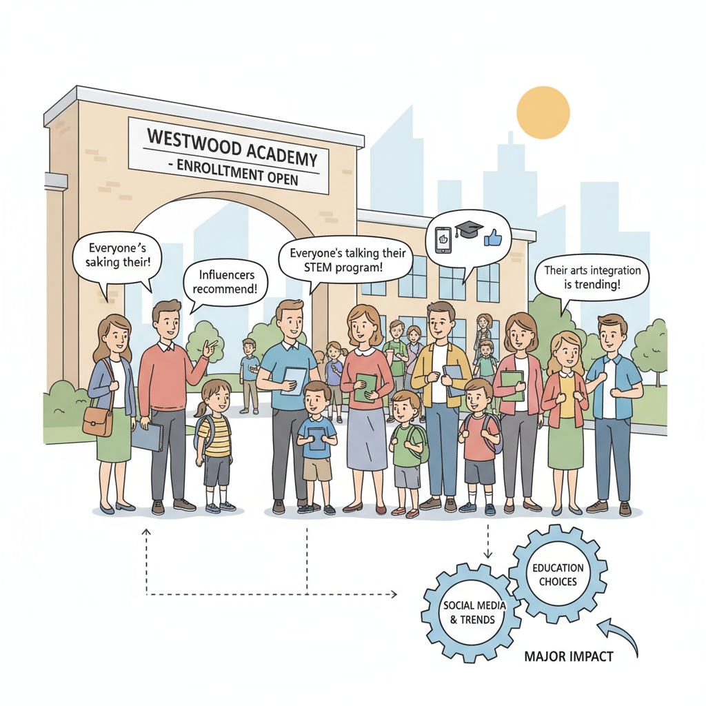 Parents and students influenced by herd mentality during school enrollment.
