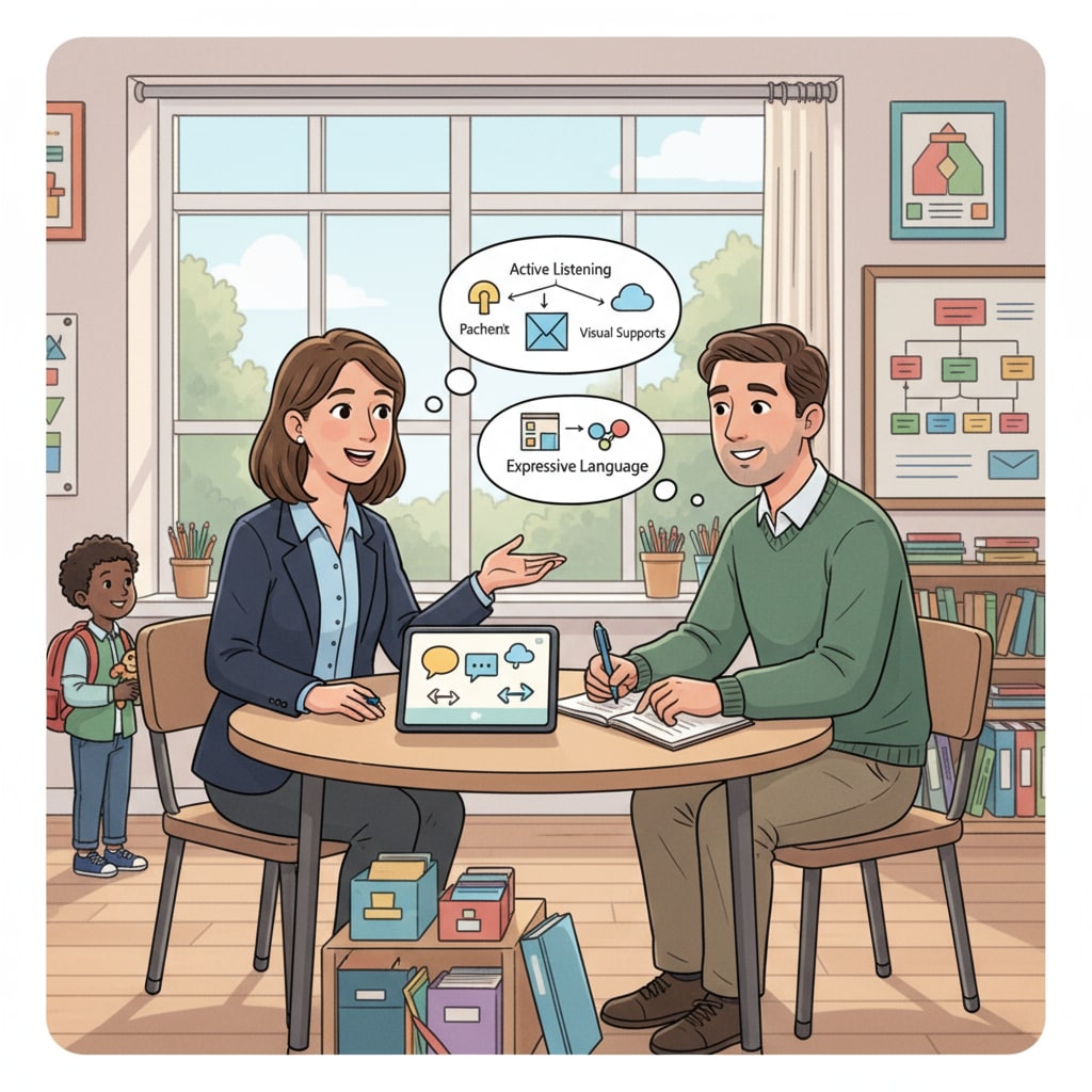 Special education teacher communicating with parent, related to career change and MSEd
