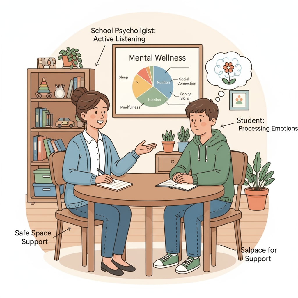 A school psychologist counseling a student for career development in education