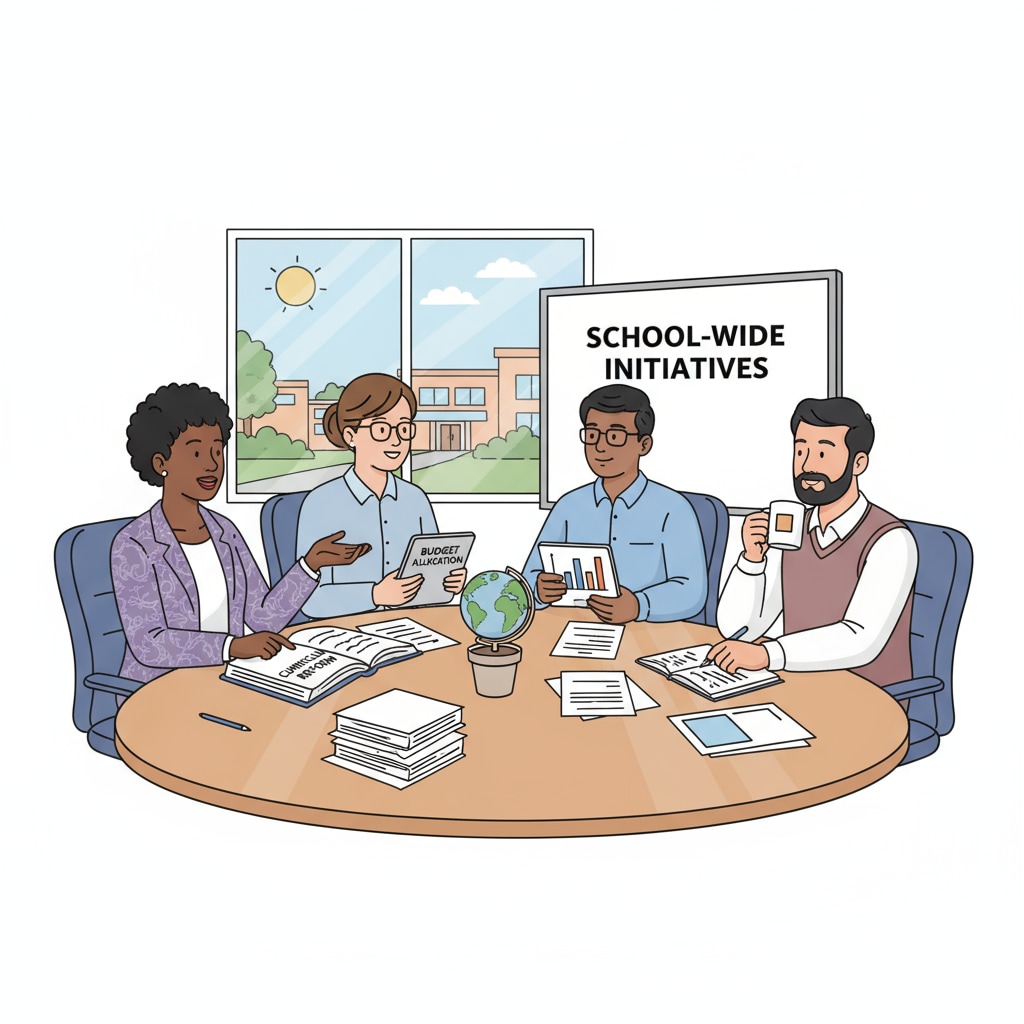 School administrators discussing matters for career development in education
