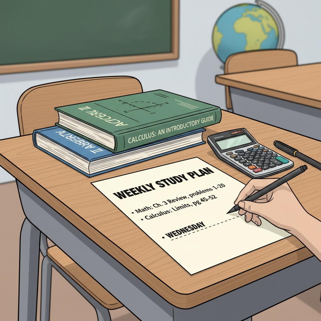Student making a personalized study plan for high school math