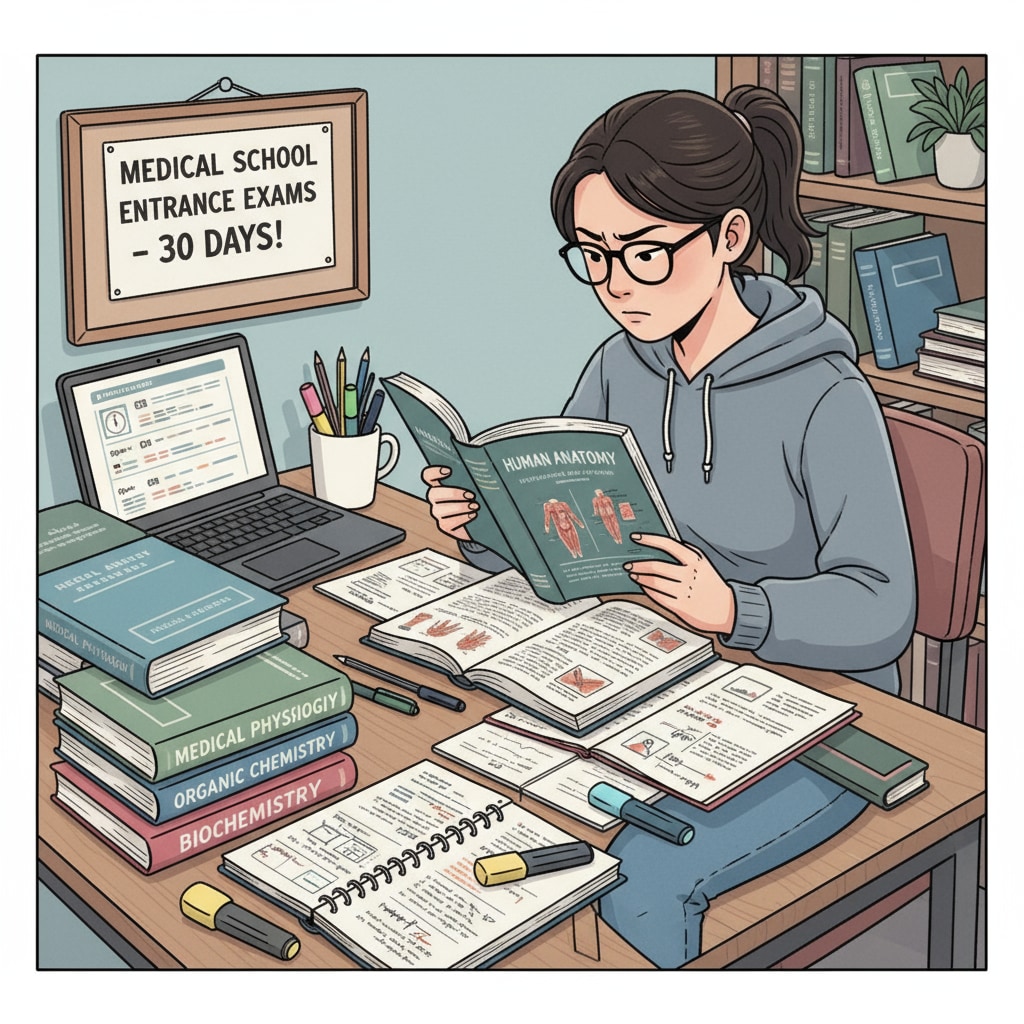 A student studying for medical school entrance exams to improve learning efficiency and overcome self-doubt