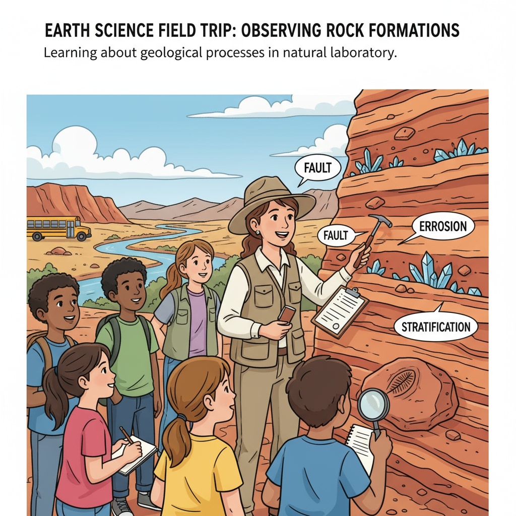 K12 students on a geological field trip to enhance understanding for future geophysics careers