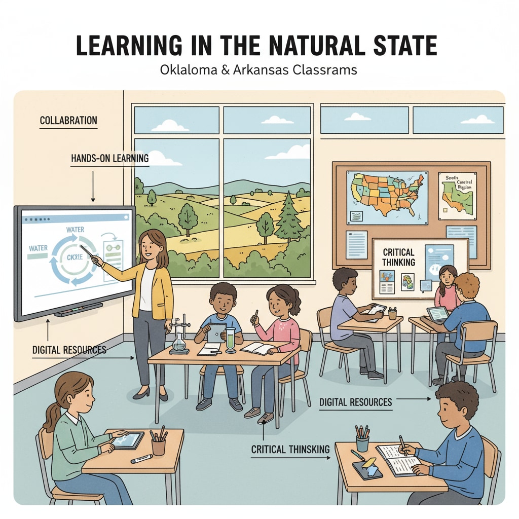 Classroom scene related to Oklahoma and Arkansas education levels