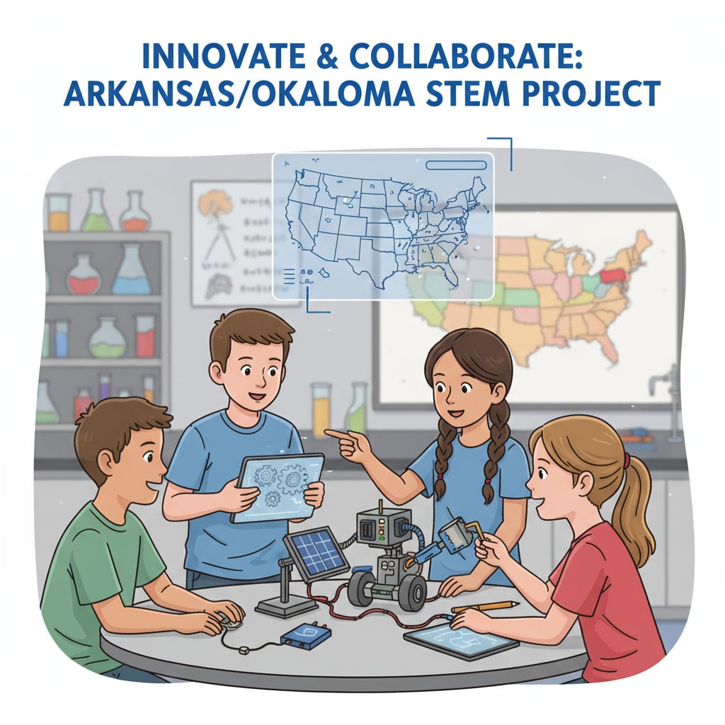 Students working on a project in relation to Oklahoma and Arkansas education